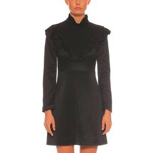 Sandro AW/17 Black Frilled-Trims Woven Mini Dress
